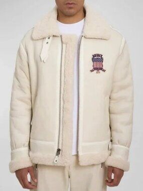 Avirex Men's White Icon Shearling Jacket Size S